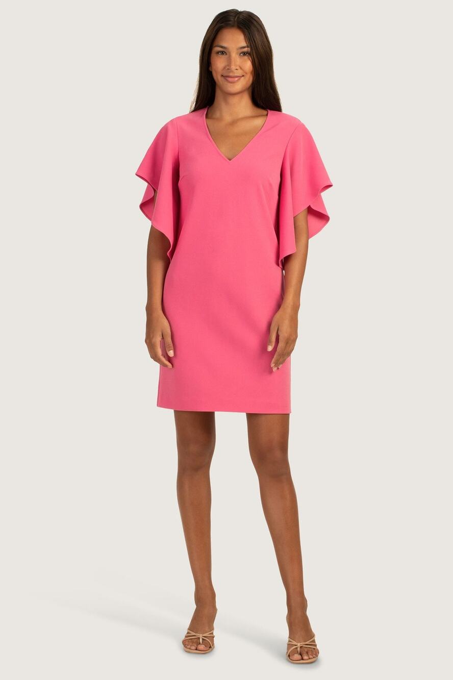 Trina Turk Moore Cascading-Sleeve Crepe Dress Flower Child Pink Size 6